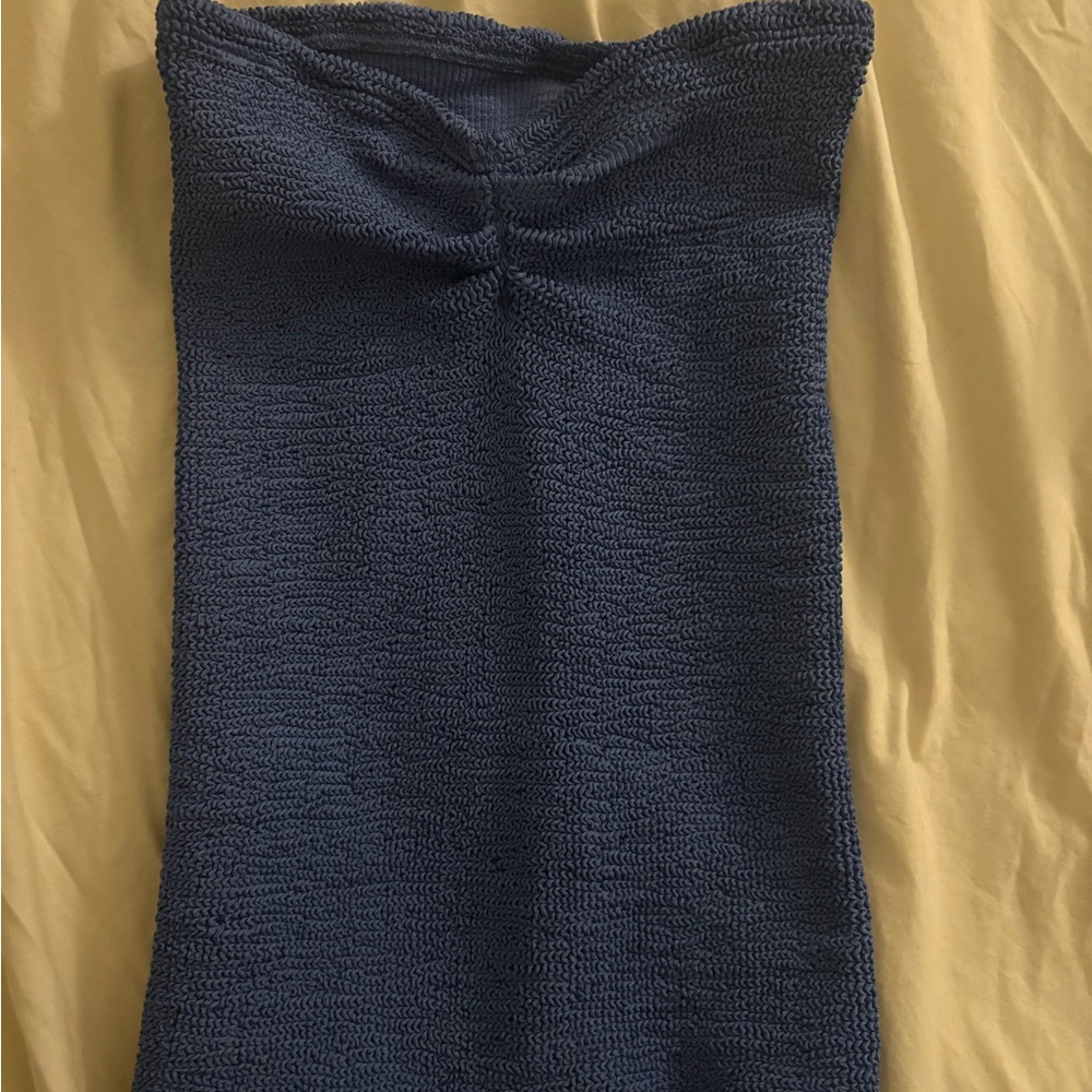 Blue Knit Tube Top